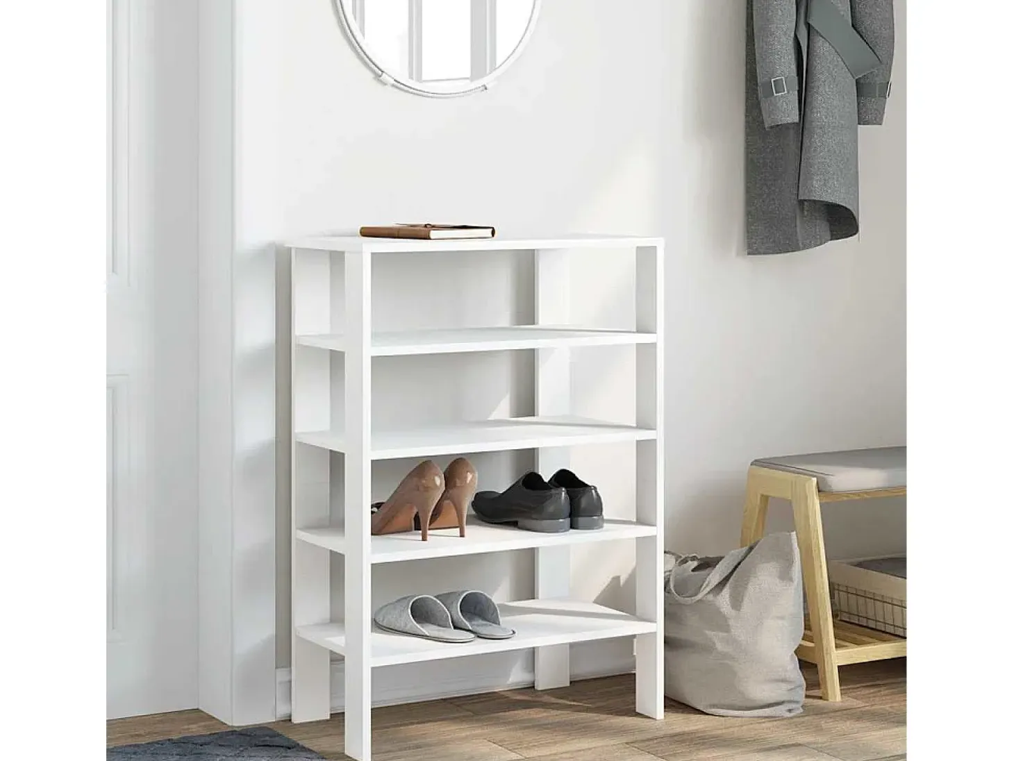 Zapatero blanco 61x32x87,5 cm madera de ingeniería