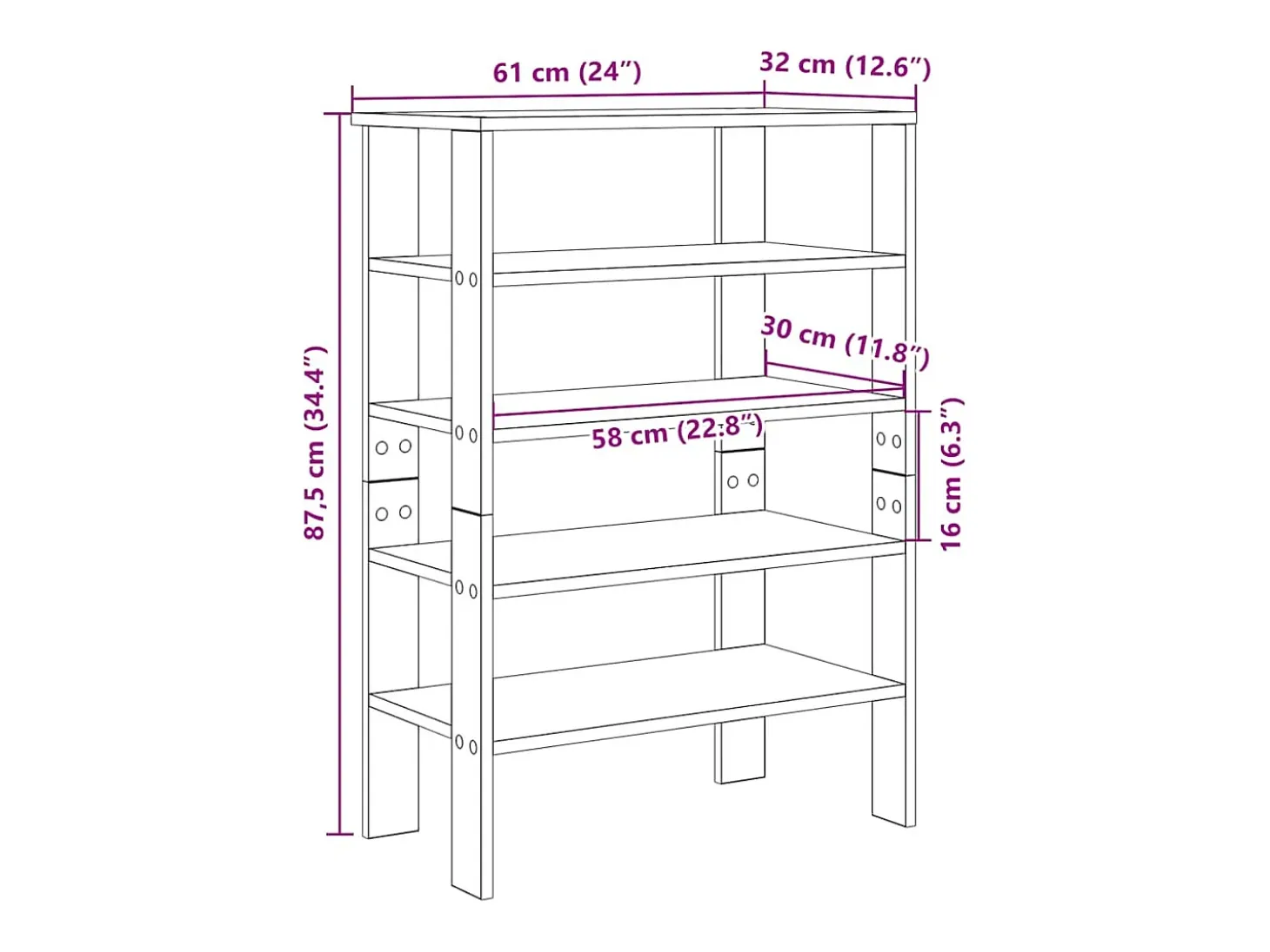 Zapatero blanco 61x32x87,5 cm madera de ingeniería