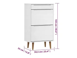 Zapatero Blanco 59,5x35x103 cm Madera de Pino