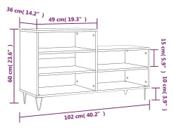 Zapatero blanco 102x36x60 cm Madera contrachapada
