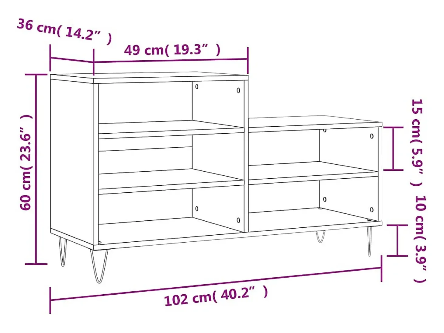 Zapatero blanco 102x36x60 cm Madera contrachapada