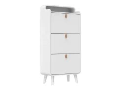 Zapatero con 3 cajones abatibles, zapatero de madera, MDF, blanco (63x29,5x133,7 cm)