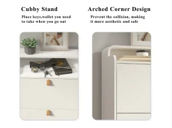 Zapatero con 3 cajones abatibles, zapatero de madera, MDF, blanco (63x29,5x133,7 cm)