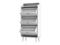 Zapatero con 3 cajones abatibles, zapatero de madera, MDF, blanco (63x29,5x133,7 cm)