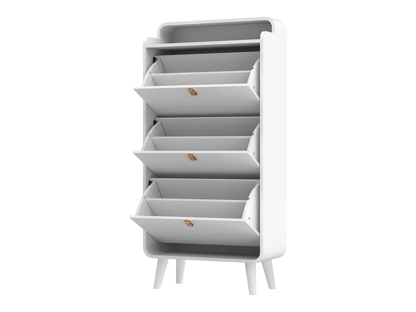 Zapatero con 3 cajones abatibles, zapatero de madera, MDF, blanco (63x29,5x133,7 cm)