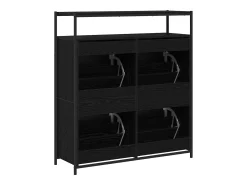 Zapatero con 4 cajones basculantes roble negro 100x34x112 cm