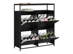Zapatero con 4 cajones basculantes roble negro 100x34x112 cm