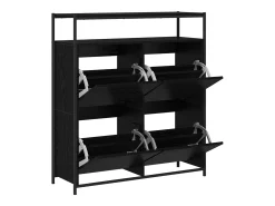 Zapatero con 4 cajones basculantes roble negro 100x34x112 cm