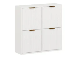 Zapatero con 4 compartimentos abatibles - Blanco y dorado - FRALYN