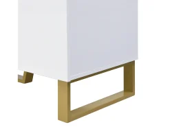 Zapatero con 3 puertas, 1 cajón y cojín - Blanco y dorado