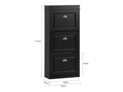 Zapatero con 3 Puertas Abatibles Zapatero Estrecho Organizador para Zapatos Negro 53 x 24 x 117 cm FSR94-SCH SoBuy ES