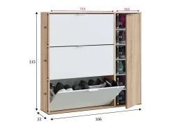 Zapatero con 4 puertas Maty Roble Canadian y Blanco 115 cm (alto) x 106 cm (ancho) x 22 cm