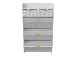 Zapatero con 3 puertas y 2 cajones, estante zapatero basculante, 77 x 24 x 133,5 cm, blanco