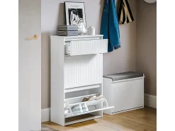 Zapatero Con 2 Solapas Y 1 Cajón Blanco FSR165-W SoBuy