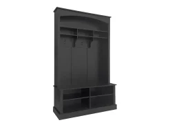 Zapatero con banco, 2 estantes para zapatos y perchero - 120 x 40 x 190 cm - Tablero de partículas - Negro