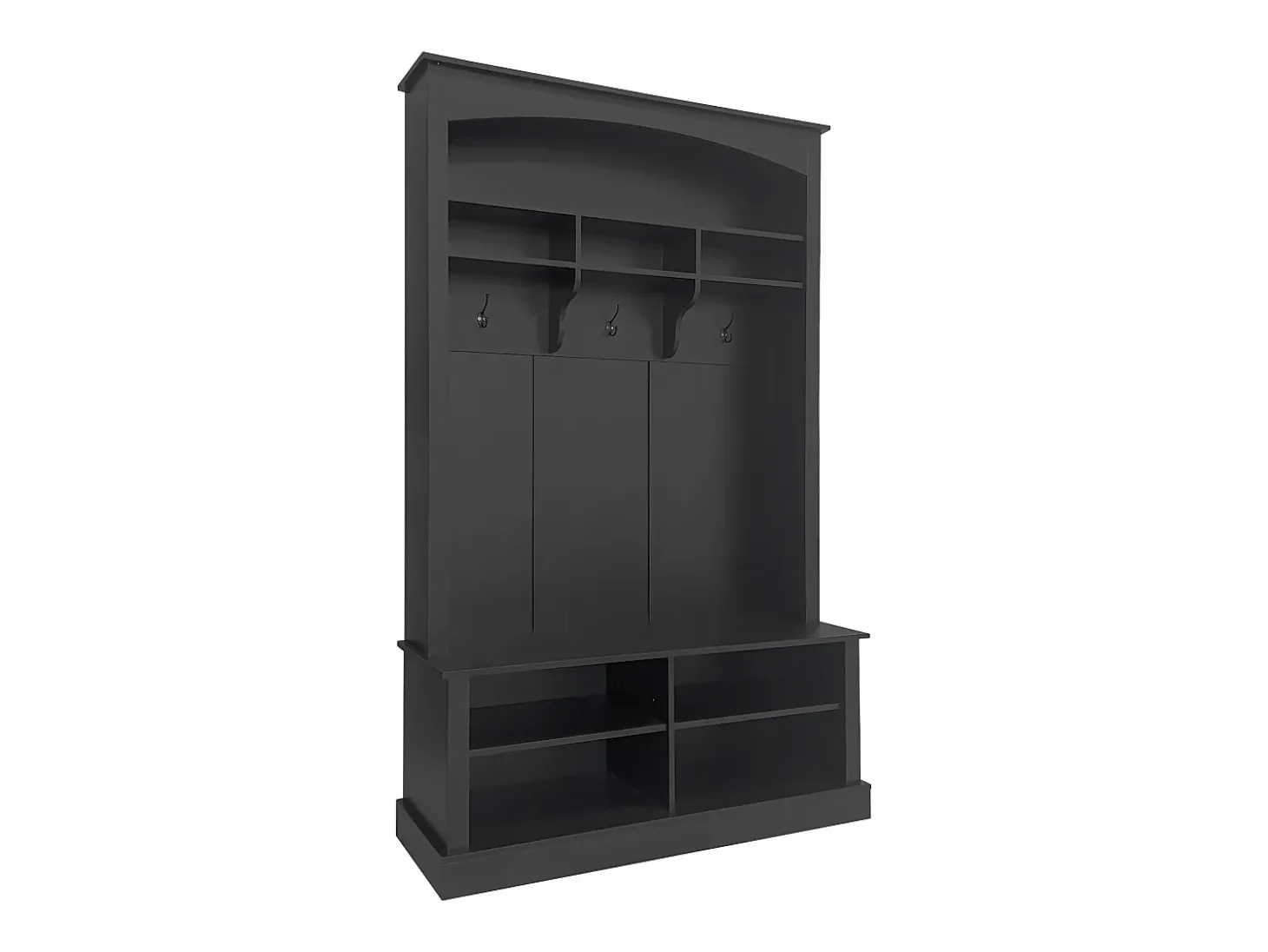 Zapatero con banco, 2 estantes para zapatos y perchero - 120 x 40 x 190 cm - Tablero de partículas - Negro