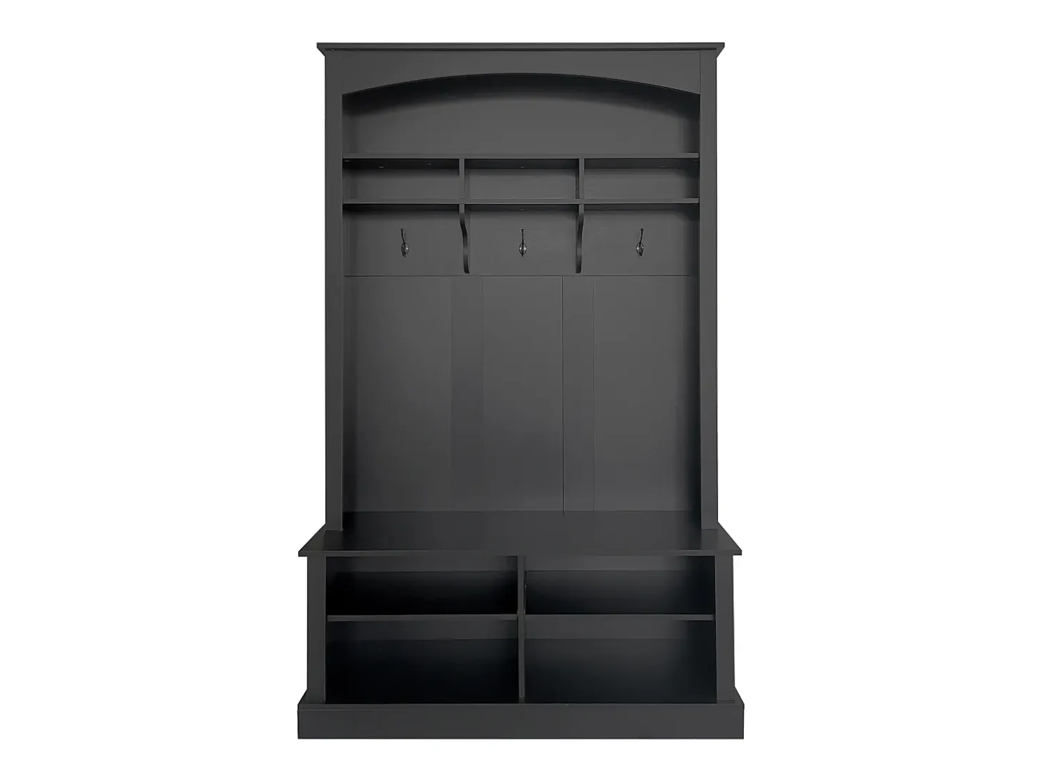 Zapatero con banco, 2 estantes para zapatos y perchero - 120 x 40 x 190 cm - Tablero de partículas - Negro