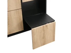 Zapatero con banco abatible - 3 puertas abatibles - Negro y Natural