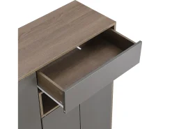 Zapatero con banco para zapatos, 3 puertas y 1 cajón, madera y gris - para recibidores