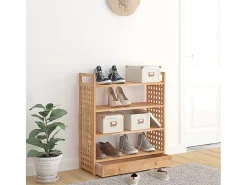 Zapatero con cajón 70x27x81cm Madera maciza de nogal