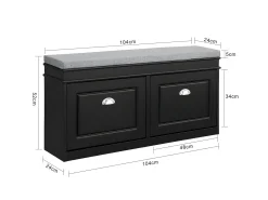 Zapatero con Perchero de Estilo Moderno Juego Completo con 2 Solapas para Zapatero y con 5 Ganchos para Perchero Negro FSR64-SCH+FRG282-SCH SoBuy ES