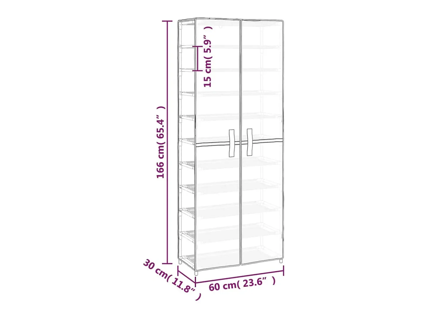 Zapatero Crema 60x30x166 cm Tela