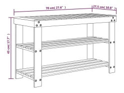 Zapatero de 3 niveles 70x27,5x45 cm bambú