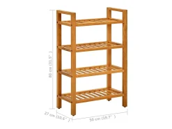 Zapatero de 4 niveles 50x27x80 cm Roble macizo