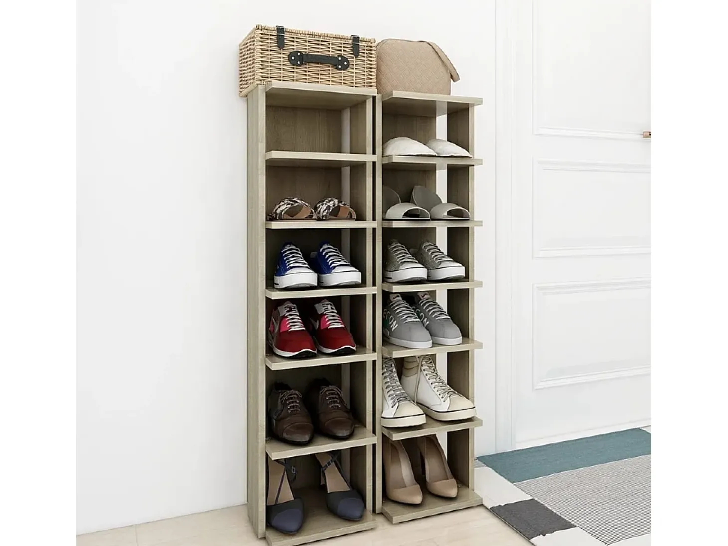 Zapatero de 2 piezas roble Sonoma 27,5x27x102 cm
