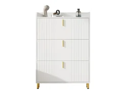 Zapatero de 3 puertas - 80 x 23 x 123,5 cm - Estante regulable con 6 compartimentos - MDF - Blanco
