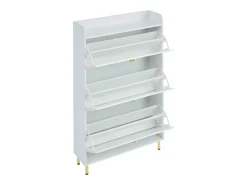 Zapatero de 3 puertas - 80 x 23 x 123,5 cm - Estante regulable con 6 compartimentos - MDF - Blanco