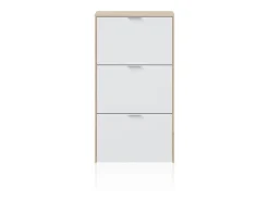 Zapatero de 3 puertas abatibles en roble y blanco 60x113 cm Remi Roble - Blanco