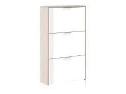 Zapatero de 3 puertas abatibles en roble y blanco 60x113 cm Remi Roble - Blanco