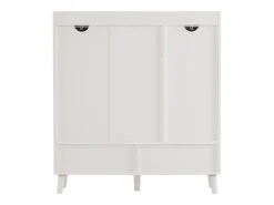 Zapatero de entrada con estantes regulables, 3 puertas y 1 cajón, patas de madera - blanco
