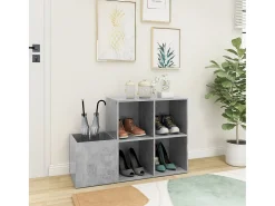 Zapatero de entrada de madera de ingeniería de color gris hormigón