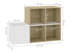 Zapatero de entrada de madera de ingeniería de roble Sonoma blanco
