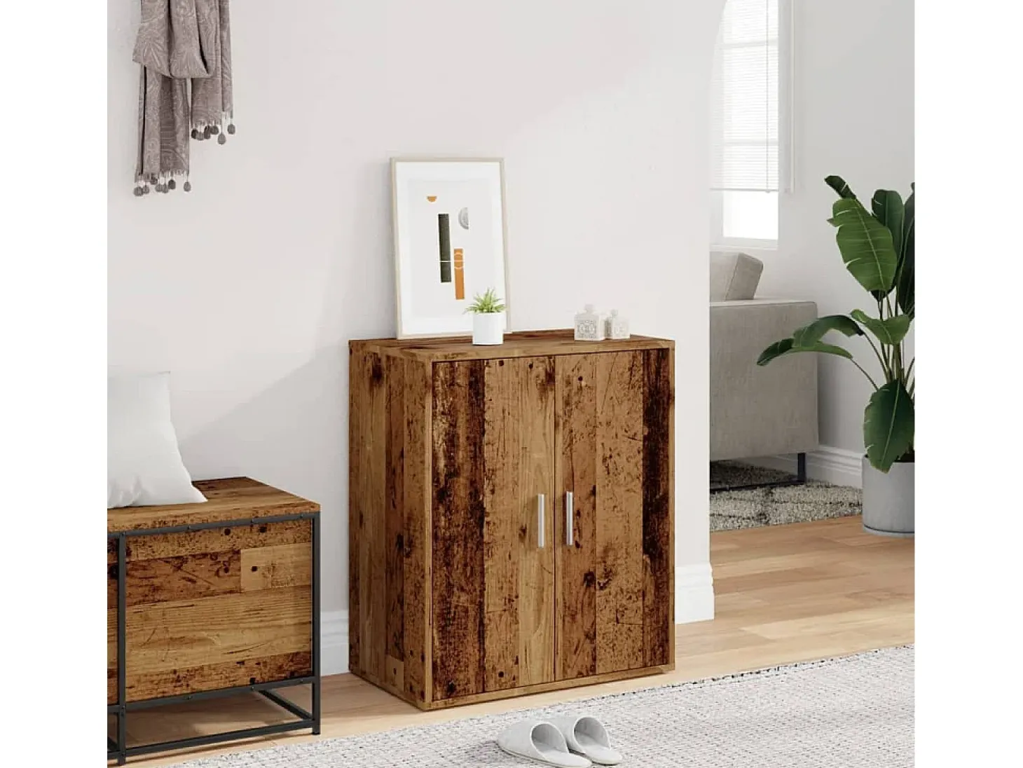 Zapatero de madera antiguo 60x35x70 cm madera contrachapada