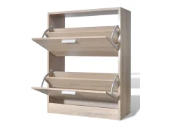 Zapatero de madera con 2 compartimentos Aspecto roble