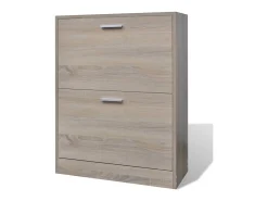 Zapatero de madera con 2 compartimentos Aspecto roble