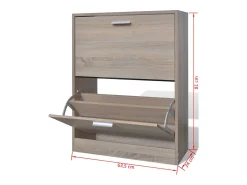 Zapatero de madera con 2 compartimentos Aspecto roble