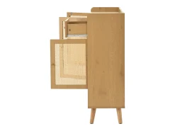 Zapatero de madera con 3 puertas y 1 cajón - Zapatero con tiradores de metal y patas de madera maciza - almacenaje abierto