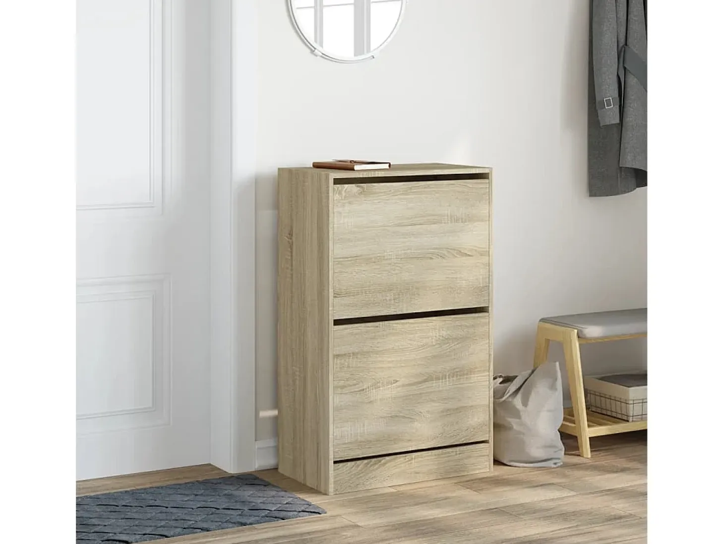 Zapatero de madera de ingeniería roble Sonoma 60x34x96,5 cm ES163028