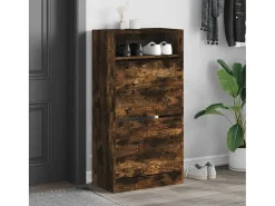 Zapatero de madera de ingeniería roble ahumado 60x34x116 cm ES216811