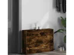 Zapatero de madera de ingeniería roble ahumado 80x21x57 cm ES657133
