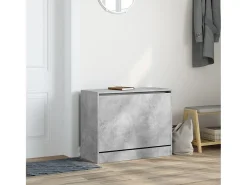 Zapatero de madera de ingeniería gris hormigón 80x34x63 cm ES894665