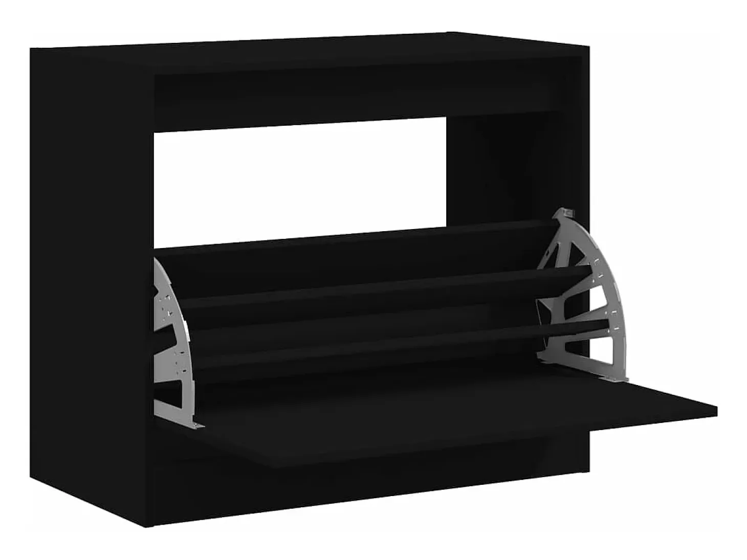 Zapatero de madera de ingeniería negro 80x42x69 cm ES154480