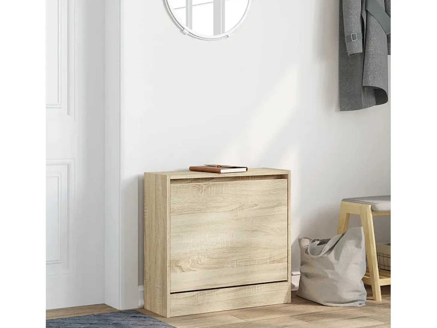 Zapatero de madera de ingeniería roble Sonoma 60x21x57 cm ES739308