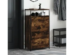 Zapatero de madera de ingeniería roble ahumado 60x34x112 cm ES923766