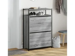 Zapatero de madera de ingeniería gris Sonoma 75x34x112 cm ES490931