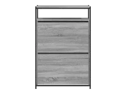 Zapatero de madera de ingeniería gris Sonoma 75x34x112 cm ES490931